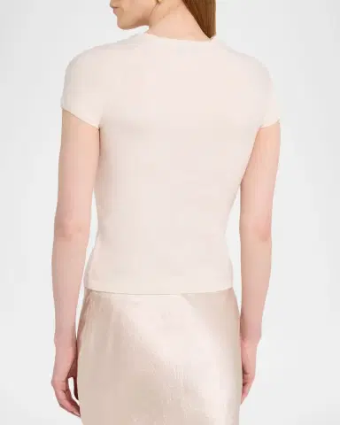 Vince Cashmere-Blend High V-Neck Short-Sleeve Sweater | Thumbnail 3 Vince Cashmere-Blend High V-Neck Short-Sleeve Sweater | Thumbnail 3