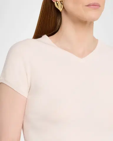 Vince Cashmere-Blend High V-Neck Short-Sleeve Sweater | Thumbnail 5 Vince Cashmere-Blend High V-Neck Short-Sleeve Sweater | Thumbnail 5