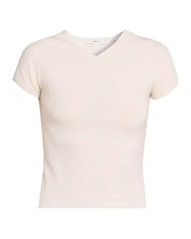 Vince Cashmere-Blend High V-Neck Short-Sleeve Sweater | Thumbnail 1 Vince Cashmere-Blend High V-Neck Short-Sleeve Sweater | Thumbnail 1