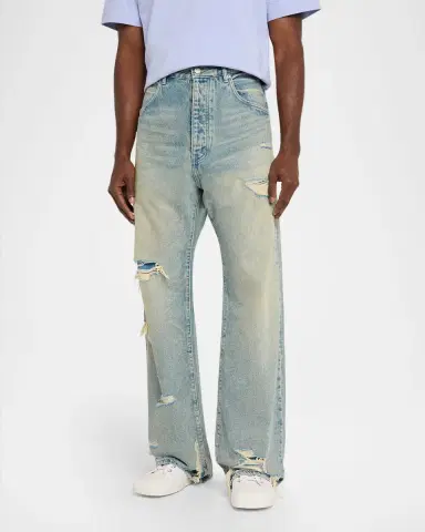 PURPLE Men's Antique-Tinted Destroyed Baggy-Fit Jeans | Thumbnail 4 PURPLE Men's Antique-Tinted Destroyed Baggy-Fit Jeans | Thumbnail 4