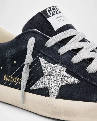 Golden Goose Super-Star Suede Glitter Low-Top Sneakers | Thumbnail 3 Golden Goose Super-Star Suede Glitter Low-Top Sneakers | Thumbnail 3