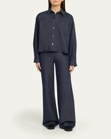 Vince Colette High-Rise Chambray Bias Pants | Thumbnail 2 Vince Colette High-Rise Chambray Bias Pants | Thumbnail 2