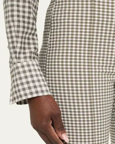 Vince Niki Gingham Mid-Rise Crop Flare Pants | Thumbnail 5 Vince Niki Gingham Mid-Rise Crop Flare Pants | Thumbnail 5