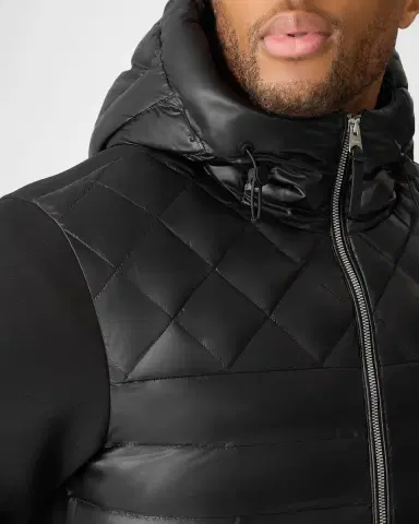 Mackage Men's Fletcher Mixed-Media Down Hooded Jacket | Thumbnail 3 Mackage Men's Fletcher Mixed-Media Down Hooded Jacket | Thumbnail 3
