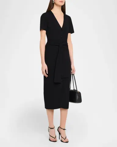 Toccin Agnes Ribbed Tie-Front Shirtdress | Thumbnail 3 Toccin Agnes Ribbed Tie-Front Shirtdress | Thumbnail 3