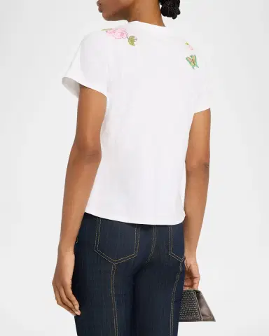 Cinq à Sept Angeli Fleur d 'Amour Crewneck Tee | Thumbnail 2 Cinq à Sept Angeli Fleur d 'Amour Crewneck Tee | Thumbnail 2