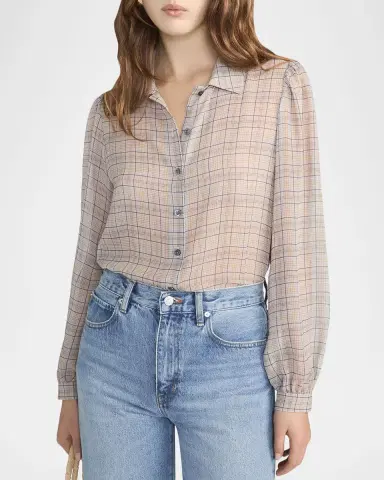 FRAME The Plaid Staple Silk Blouse | Thumbnail 4 FRAME The Plaid Staple Silk Blouse | Thumbnail 4