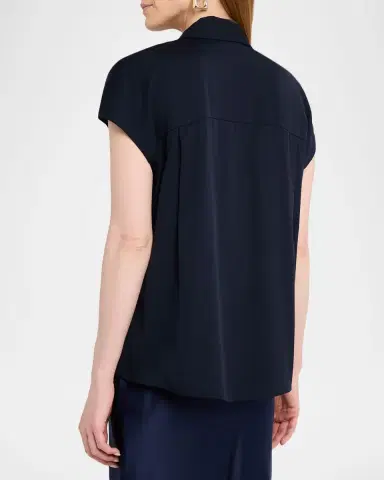 Vince Cap-Sleeve Hidden Placket Stretch-Silk Top | Thumbnail 3 Vince Cap-Sleeve Hidden Placket Stretch-Silk Top | Thumbnail 3