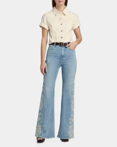 Veronica Beard Malcom Short-Sleeve Cropped Denim Jacket | Thumbnail 2 Veronica Beard Malcom Short-Sleeve Cropped Denim Jacket | Thumbnail 2