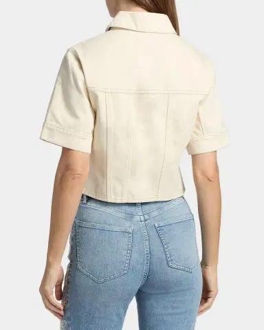 Veronica Beard Malcom Short-Sleeve Cropped Denim Jacket | Thumbnail 3 Veronica Beard Malcom Short-Sleeve Cropped Denim Jacket | Thumbnail 3