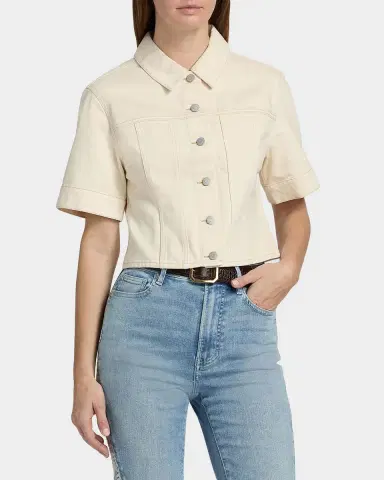 Veronica Beard Malcom Short-Sleeve Cropped Denim Jacket | Thumbnail 4 Veronica Beard Malcom Short-Sleeve Cropped Denim Jacket | Thumbnail 4