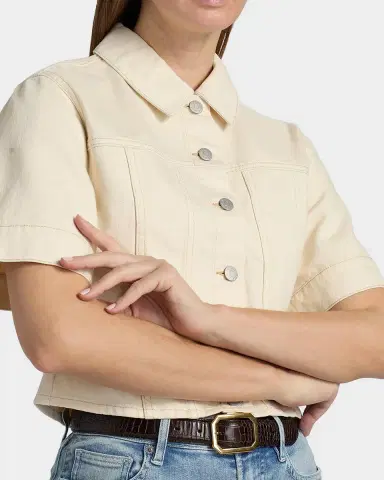 Veronica Beard Malcom Short-Sleeve Cropped Denim Jacket | Thumbnail 5 Veronica Beard Malcom Short-Sleeve Cropped Denim Jacket | Thumbnail 5