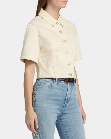 Veronica Beard Malcom Short-Sleeve Cropped Denim Jacket | Thumbnail 7 Veronica Beard Malcom Short-Sleeve Cropped Denim Jacket | Thumbnail 7