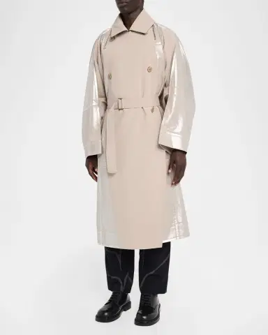 IM MEN Men 's Ginto Flat Trench Coat | Thumbnail 4 IM MEN Men 's Ginto Flat Trench Coat | Thumbnail 4