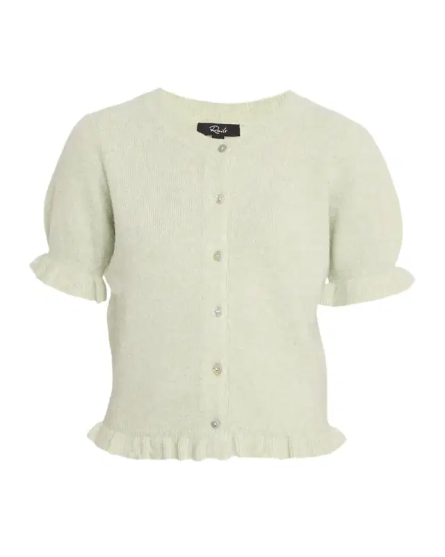 Lora Ruffle-Trim Puff-Sleeve Cardigan Lora Ruffle-Trim Puff-Sleeve Cardigan