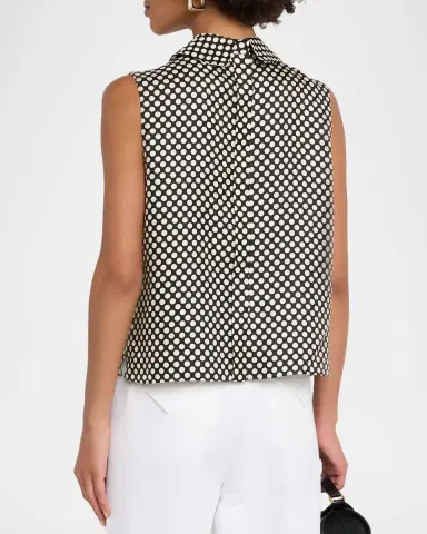 Dice Kayek Polka Dot Silk Twill Sleeveless Blouse | Thumbnail 3 Dice Kayek Polka Dot Silk Twill Sleeveless Blouse | Thumbnail 3