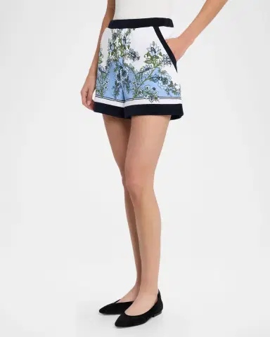 Veronica Beard Tijana Floral Cotton-Terry Shorts | Thumbnail 4 Veronica Beard Tijana Floral Cotton-Terry Shorts | Thumbnail 4