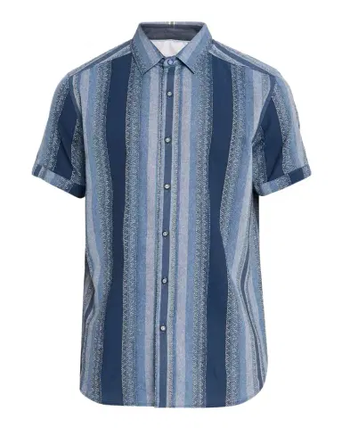 Robert Graham Men 's Pembroke Denim Stripe Short-Sleeve Shirt | Thumbnail 1 Robert Graham Men 's Pembroke Denim Stripe Short-Sleeve Shirt | Thumbnail 1