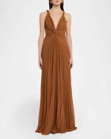Et Ochs Haddon Pleated Deep V-Neck Gown | Thumbnail 2 Et Ochs Haddon Pleated Deep V-Neck Gown | Thumbnail 2