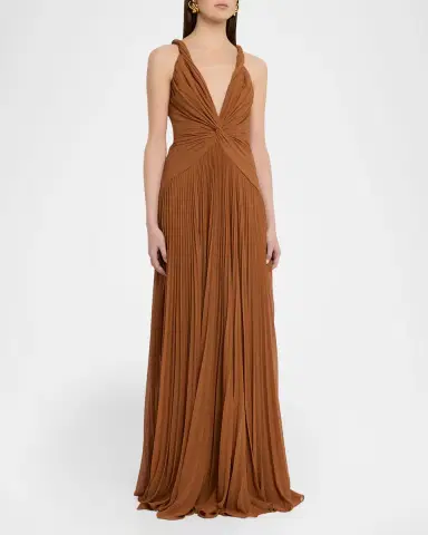 Et Ochs Haddon Pleated Deep V-Neck Gown | Thumbnail 4 Et Ochs Haddon Pleated Deep V-Neck Gown | Thumbnail 4