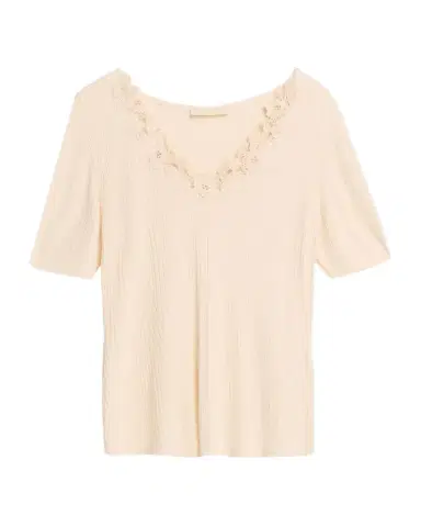 Ulla Johnson Celeste Embroidered Short-Sleeve Knit Top | Thumbnail 1 Ulla Johnson Celeste Embroidered Short-Sleeve Knit Top | Thumbnail 1