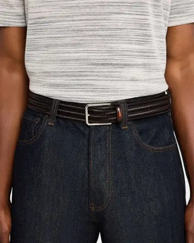 Santoni Men's Woven Leather Belt | Thumbnail 2 Santoni Men's Woven Leather Belt | Thumbnail 2