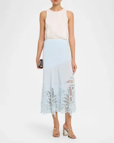 Ulla Johnson Oona Lace Appliqué Silk Midi Skirt | Thumbnail 2 Ulla Johnson Oona Lace Appliqué Silk Midi Skirt | Thumbnail 2