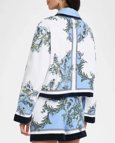 Veronica Beard Novelle Floral Cotton-Terry Shirt | Thumbnail 3 Veronica Beard Novelle Floral Cotton-Terry Shirt | Thumbnail 3