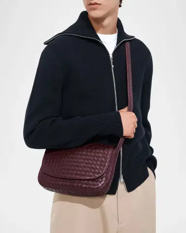 Bottega Veneta Men's Veneto Intrecciato Leather Messenger Bag | Thumbnail 2 Bottega Veneta Men's Veneto Intrecciato Leather Messenger Bag | Thumbnail 2