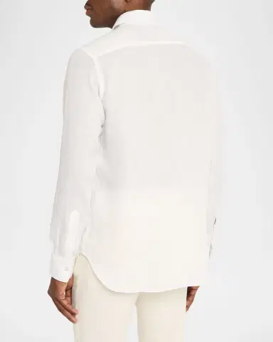 Canali Men's Linen Solid Sport Shirt | Thumbnail 3 Canali Men's Linen Solid Sport Shirt | Thumbnail 3