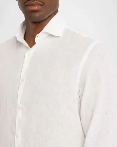 Canali Men's Linen Solid Sport Shirt | Thumbnail 5 Canali Men's Linen Solid Sport Shirt | Thumbnail 5