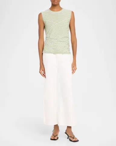 Veronica Beard Johana Stripe Sleeveless Ruched Tee | Thumbnail 2 Veronica Beard Johana Stripe Sleeveless Ruched Tee | Thumbnail 2