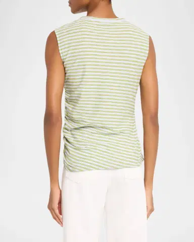 Veronica Beard Johana Stripe Sleeveless Ruched Tee | Thumbnail 3 Veronica Beard Johana Stripe Sleeveless Ruched Tee | Thumbnail 3