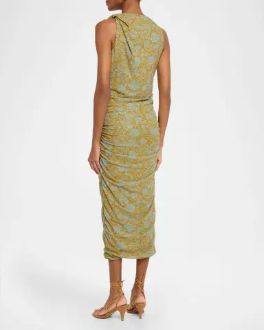 Veronica Beard Otessa Floral Ruched Mesh Midi Dress | Thumbnail 3 Veronica Beard Otessa Floral Ruched Mesh Midi Dress | Thumbnail 3