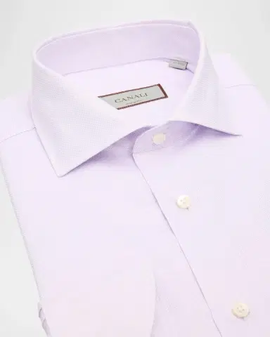 Canali Men's Solid Cotton Dobby Dress Shirt | Thumbnail 2 Canali Men's Solid Cotton Dobby Dress Shirt | Thumbnail 2