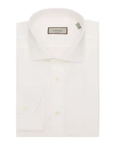 Canali Men's Cotton and Linen Solid Dress Shirt | Thumbnail 1 Canali Men's Cotton and Linen Solid Dress Shirt | Thumbnail 1
