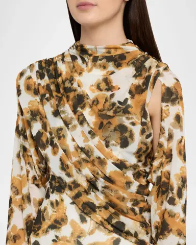Et Ochs Lucien Draped Abstract-Print Midi Dress | Thumbnail 5 Et Ochs Lucien Draped Abstract-Print Midi Dress | Thumbnail 5