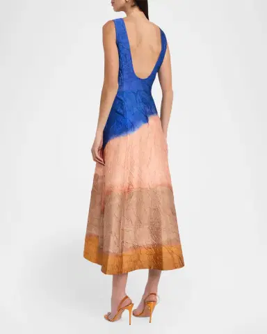 Ulla Johnson x Helen Frankenthaler Georgia Crinkled Satin Midi Dress | Thumbnail 2 Ulla Johnson x Helen Frankenthaler Georgia Crinkled Satin Midi Dress | Thumbnail 2