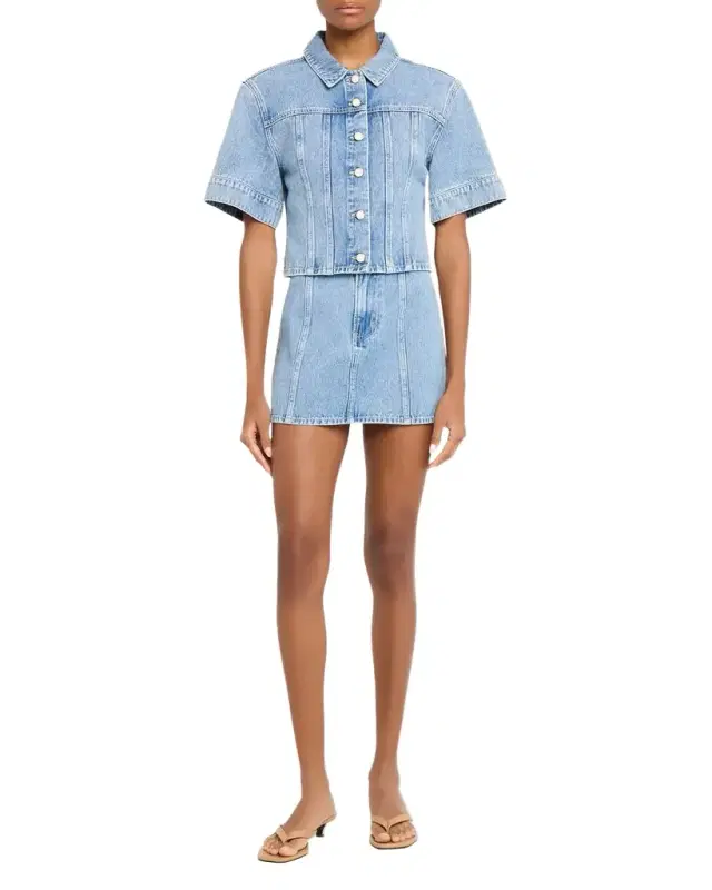 Malcom Short-Sleeve Cropped Denim Jacket Malcom Short-Sleeve Cropped Denim Jacket