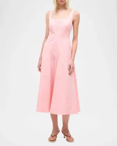 STAUD Willow Poplin Midi Dress | Thumbnail 4 STAUD Willow Poplin Midi Dress | Thumbnail 4