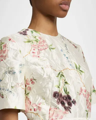 Erdem Floral Print Textured Satin Midi Pencil Dress | Thumbnail 5 Erdem Floral Print Textured Satin Midi Pencil Dress | Thumbnail 5