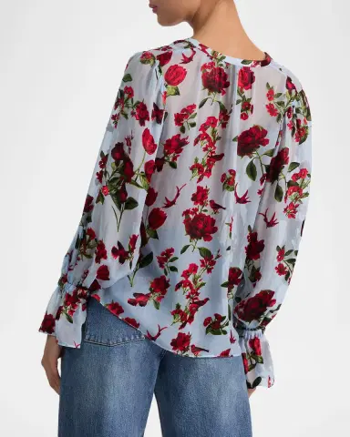 ALICE + OLIVIA Moranne Semi-Sheer Blouse | Thumbnail 2 ALICE + OLIVIA Moranne Semi-Sheer Blouse | Thumbnail 2
