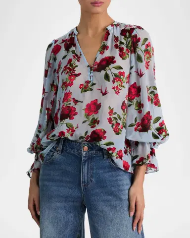 ALICE + OLIVIA Moranne Semi-Sheer Blouse | Thumbnail 3 ALICE + OLIVIA Moranne Semi-Sheer Blouse | Thumbnail 3