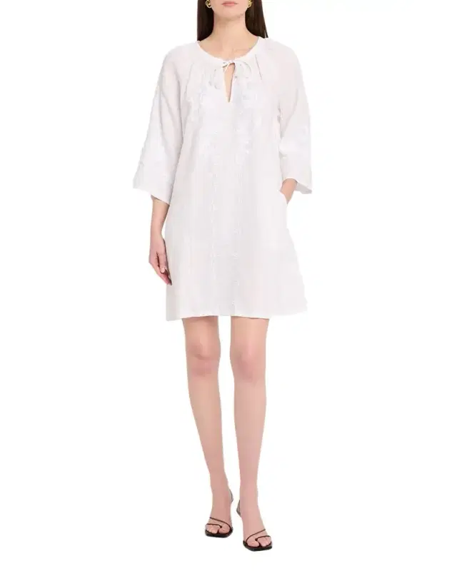 Floral-Embroidered Mini Shift Dress Floral-Embroidered Mini Shift Dress