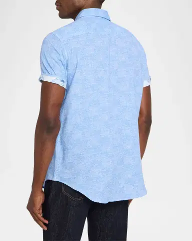 Robert Graham Men's Reid Tonal Cotton Short-Sleeve Shirt | Thumbnail 3 Robert Graham Men's Reid Tonal Cotton Short-Sleeve Shirt | Thumbnail 3