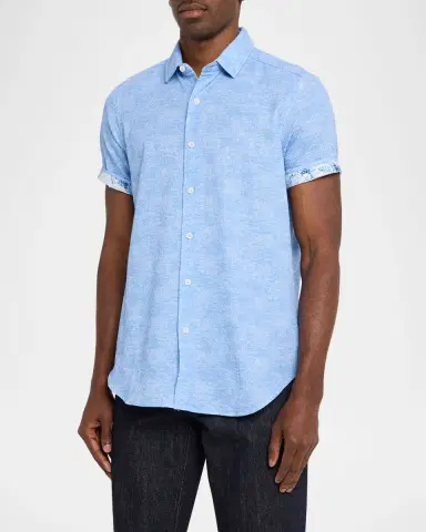 Robert Graham Men's Reid Tonal Cotton Short-Sleeve Shirt | Thumbnail 4 Robert Graham Men's Reid Tonal Cotton Short-Sleeve Shirt | Thumbnail 4