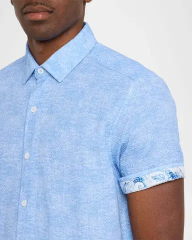 Robert Graham Men's Reid Tonal Cotton Short-Sleeve Shirt | Thumbnail 5 Robert Graham Men's Reid Tonal Cotton Short-Sleeve Shirt | Thumbnail 5