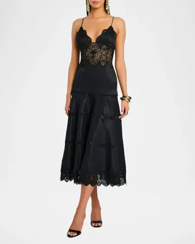 Retrofête Leilani Embroidered A-Line Midi Dress | Thumbnail 2 Retrofête Leilani Embroidered A-Line Midi Dress | Thumbnail 2