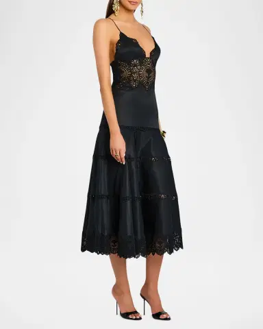 Retrofête Leilani Embroidered A-Line Midi Dress | Thumbnail 7 Retrofête Leilani Embroidered A-Line Midi Dress | Thumbnail 7