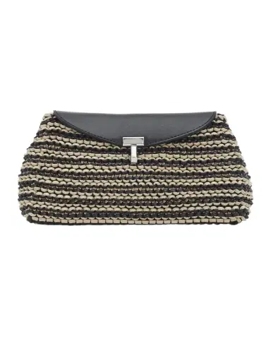 Toteme Mini T-Lock Woven Leather Clutch Bag | Thumbnail 1 Toteme Mini T-Lock Woven Leather Clutch Bag | Thumbnail 1